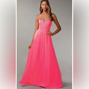 Alyce 00 Neon Pink Beaded Bodice Pageant Prom Homecoming Formal Gown Dress NWT